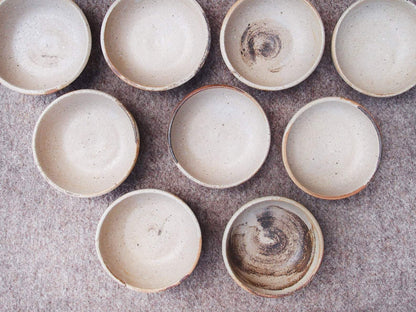 SabineSchmidtPottery Set of 2 Extra Small Rustic Bowls in Grey/Brown Devon Ceramics