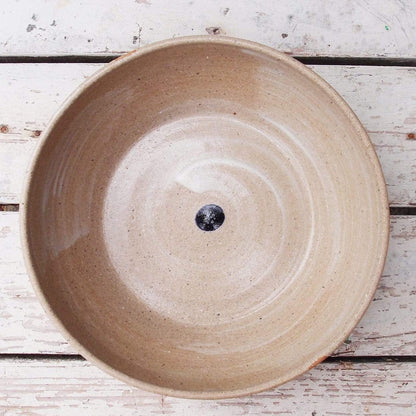 SabineSchmidtPottery Medium-Sized Ceramic Bowl in White/Blue - Open Shape Devon Ceramics