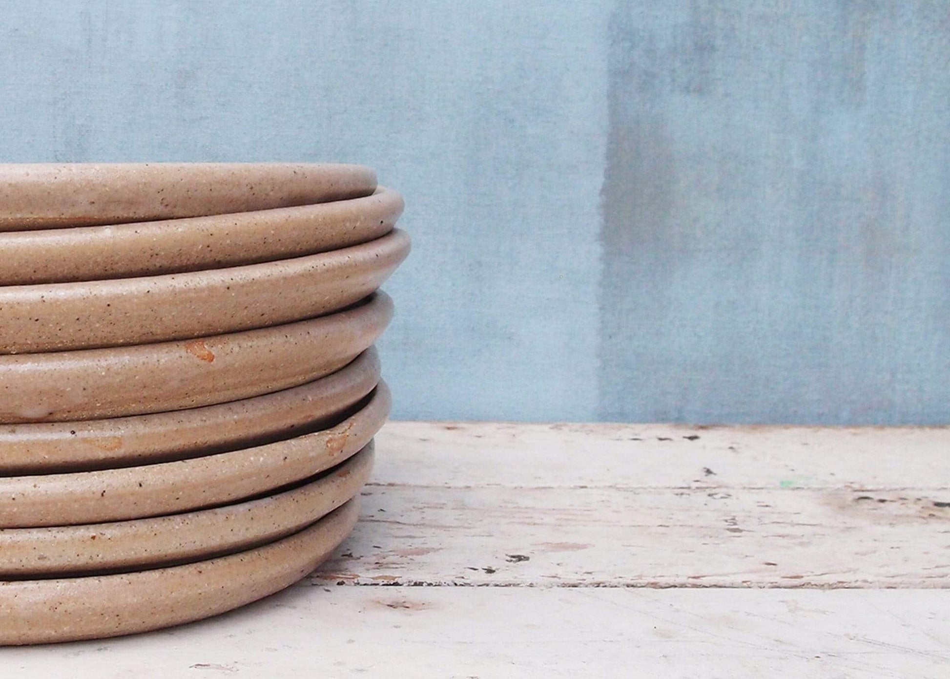 SabineSchmidtPottery Small Plate in White/Blue, Breakfast Plate With a Seaside Look Devon Ceramics